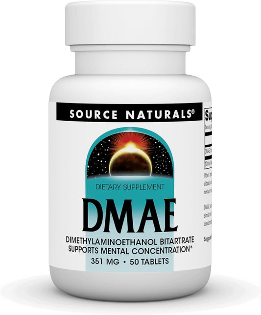 Source Naturals DMAE Bitartrate Tablets - Enhances Mental Focus - 50 Count