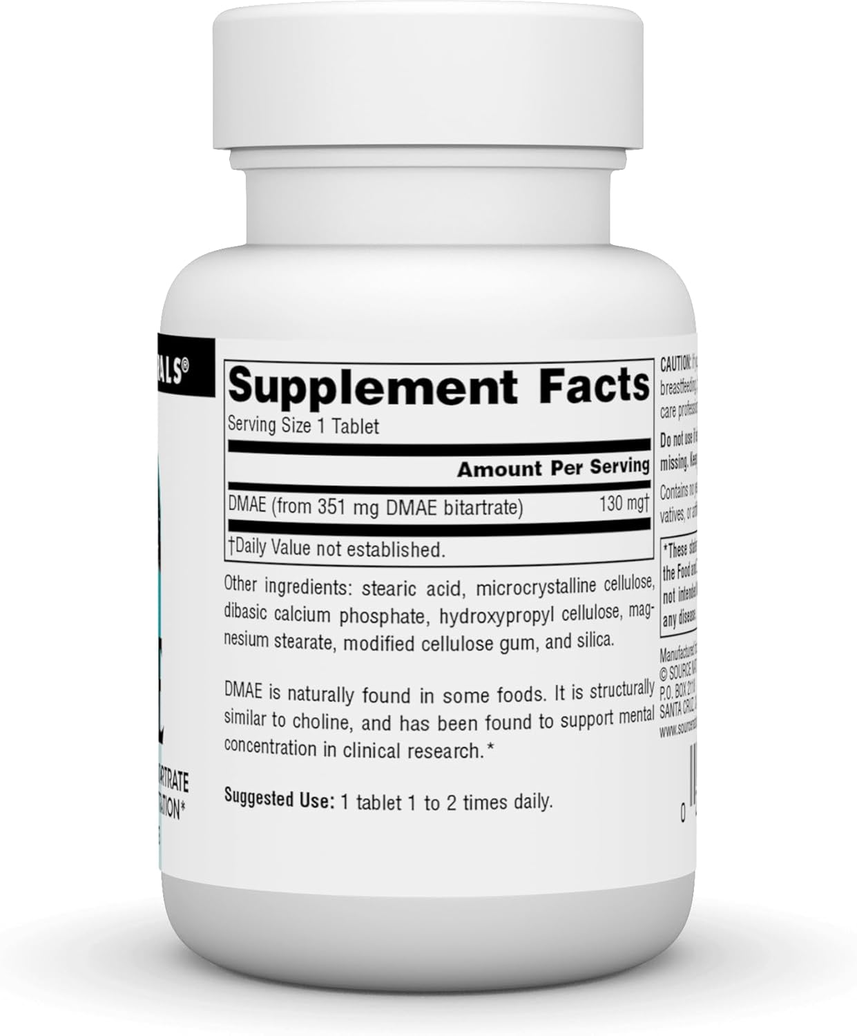 Source Naturals DMAE Bitartrate Tablets - Enhances Mental Focus - 50 Count