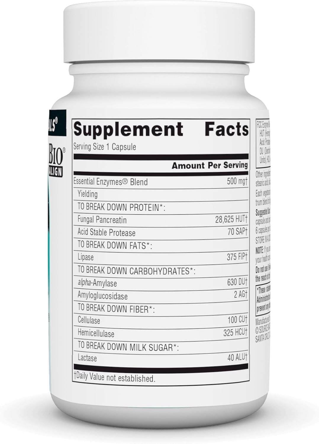 Source Naturals Essential Enzymes 500mg Supplement for Digestive Health & Immune Support - 60 Vegetarian Capsules