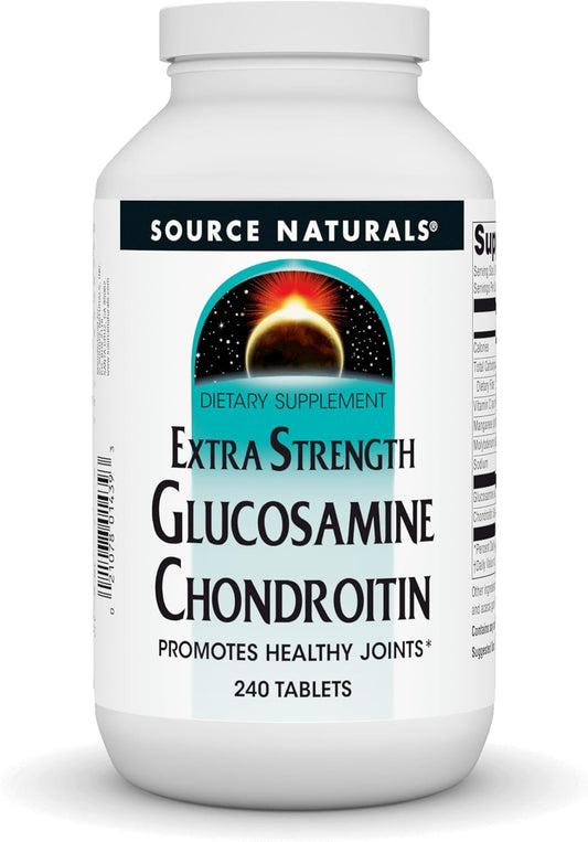 Source Naturals Extra Strength Glucosamine Chondroitin Supplements for Healthy Joints - 240 Tablets