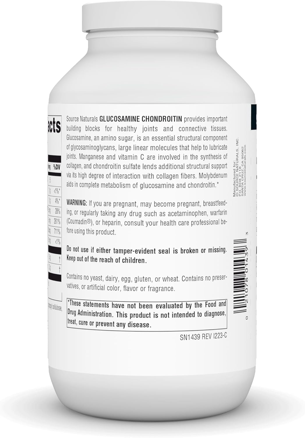 Source Naturals Extra Strength Glucosamine Chondroitin Supplements for Healthy Joints - 240 Tablets