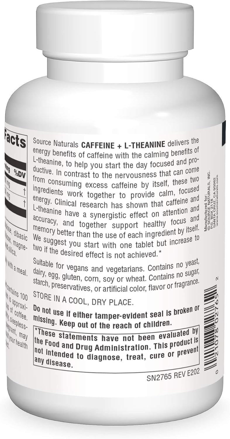 Source Naturals Green Tea Energy and Focus Support Supplement with Caffeine and L-Theanine - 240 Tablets - BoostGo Australia