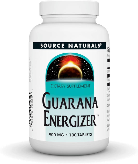 Source Naturals Guarana Energizer - 900mg, 100 Tablets for Caffeine and Energy Boost