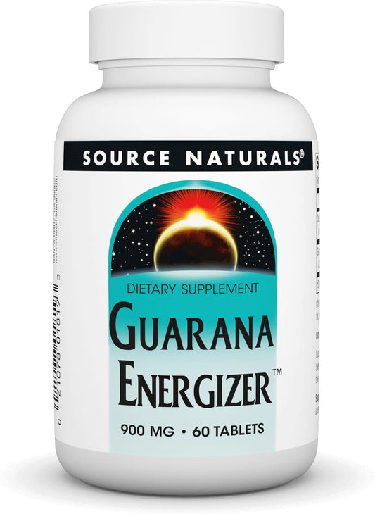 Source Naturals Guarana Energizer 900mg Dietary Supplement for Long Lasting Energy - 60 Tablets