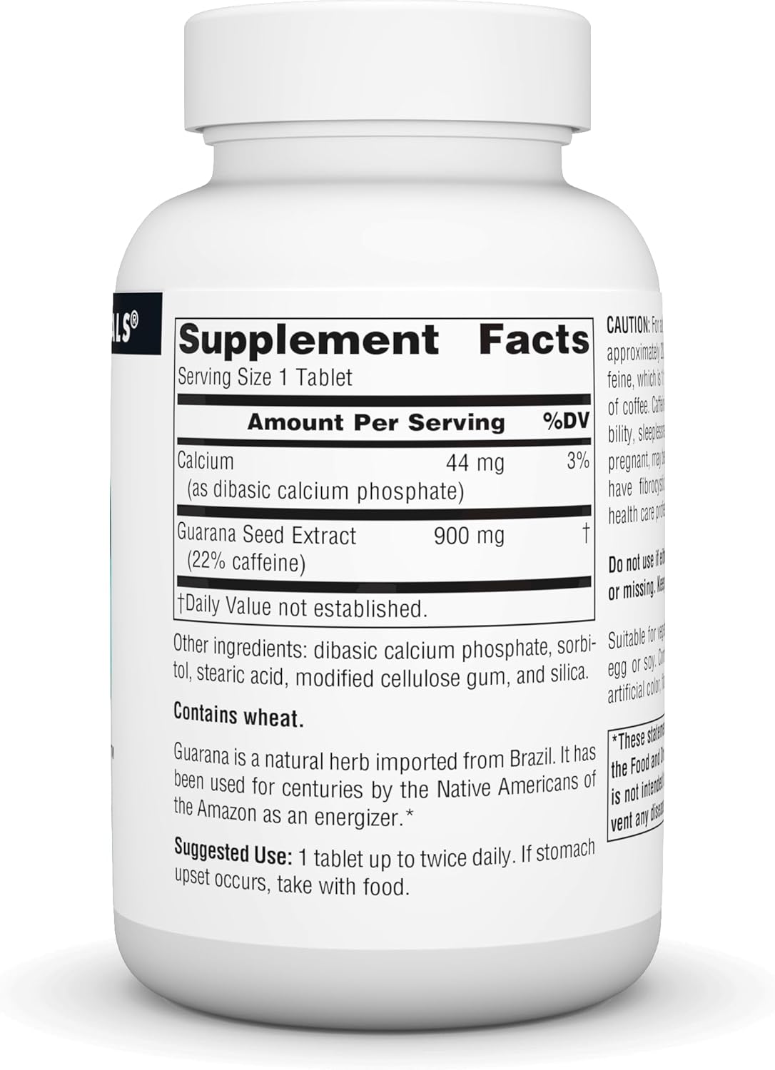 Source Naturals Guarana Energizer 900mg Dietary Supplement for Long Lasting Energy - 60 Tablets