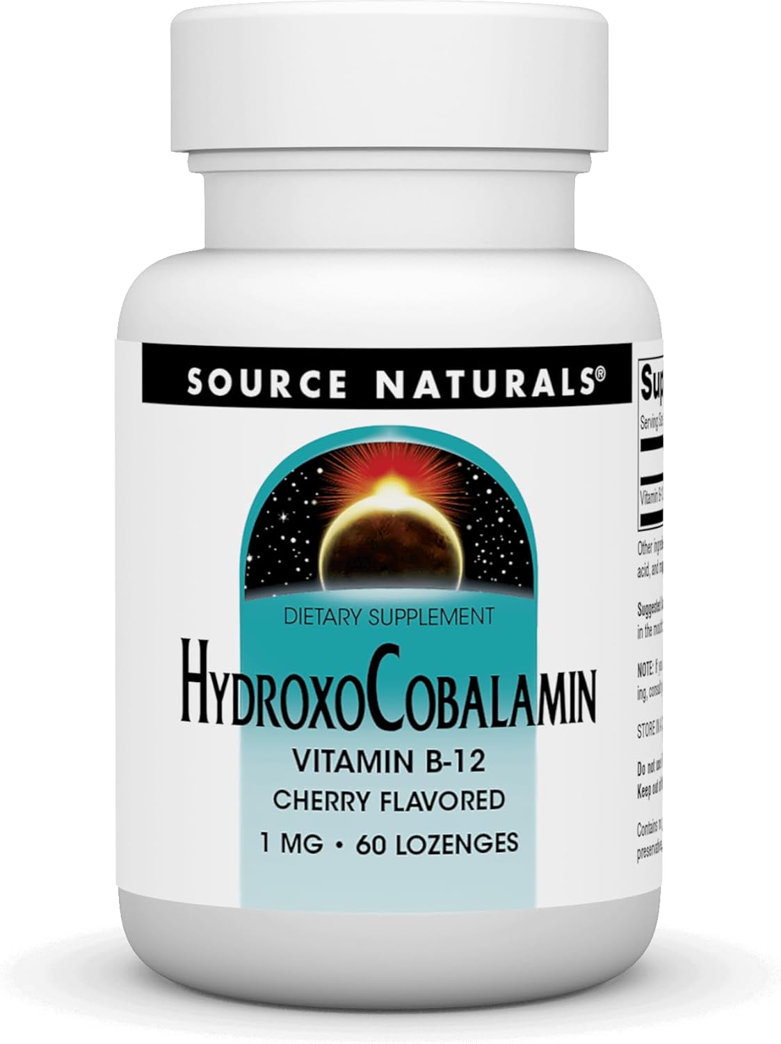 Source Naturals HydroxoCobalamin Cherry Flavored Lozenges - 1 mg Vitamin B-12, 60 Count