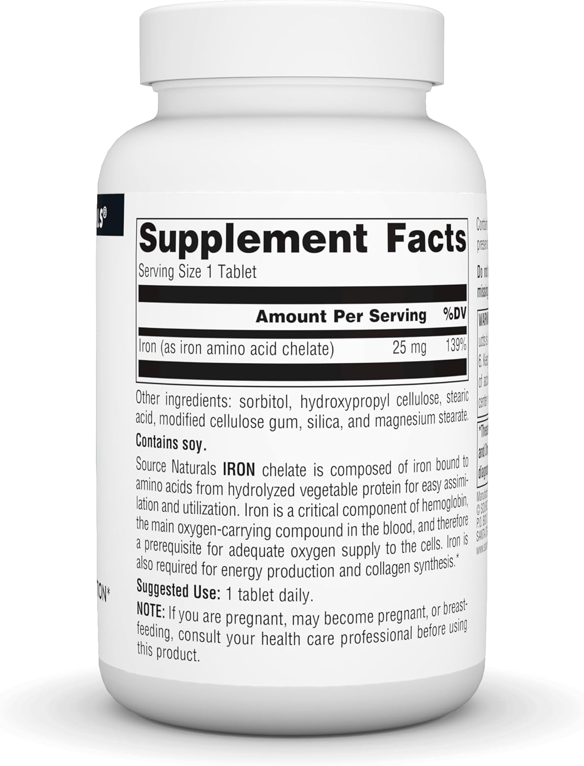 Source Naturals Iron Amino Acid Chelate Supplement for Energy Production - 250 Tablets