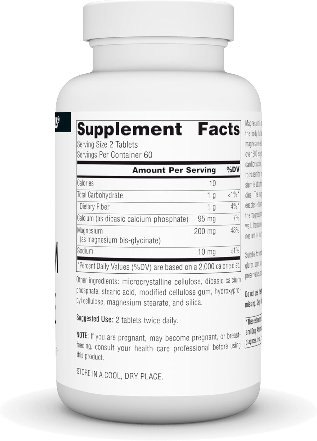 Source Naturals Magnesium Glycinate Tablets - 200mg for Calm Energy, Bone & Heart Health - 120 Count