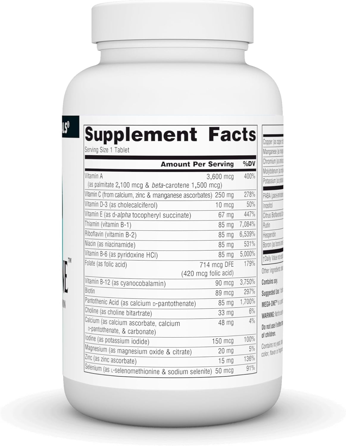 Source Naturals Mega-One Multi-Vitamin & Mineral Supplement (Iron-Free) - 90 Tablets