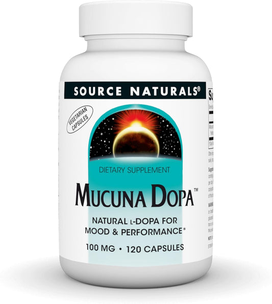 Source Naturals Mucuna Dopa Vegetarian Capsules - 100 mg, 120 Count - Promotes Mood and Performance Support