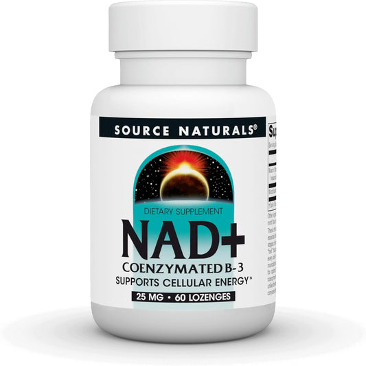 Source Naturals NAD+ Coenzymated B-3 Lozenges 25mg Cellular Energy Support 60 Count