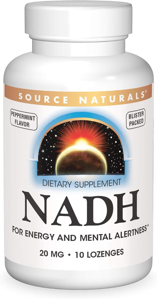 Source Naturals NADH 20mg Lozenges for Energy and Mental Alertness - 10 Count