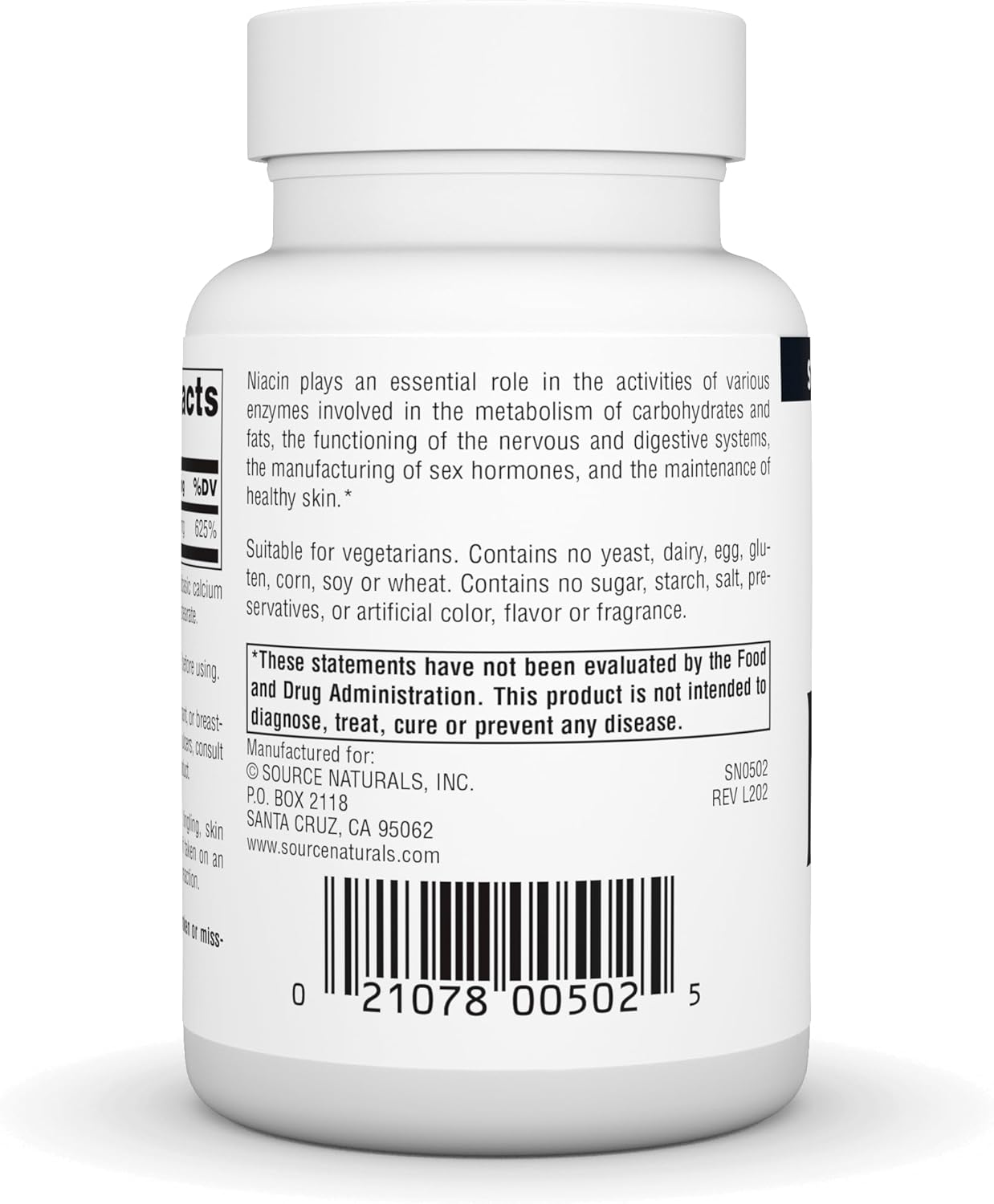 Source Naturals Niacin 100mg Vitamin B-3 Tablets - 250 Count, Non-GMO Formula