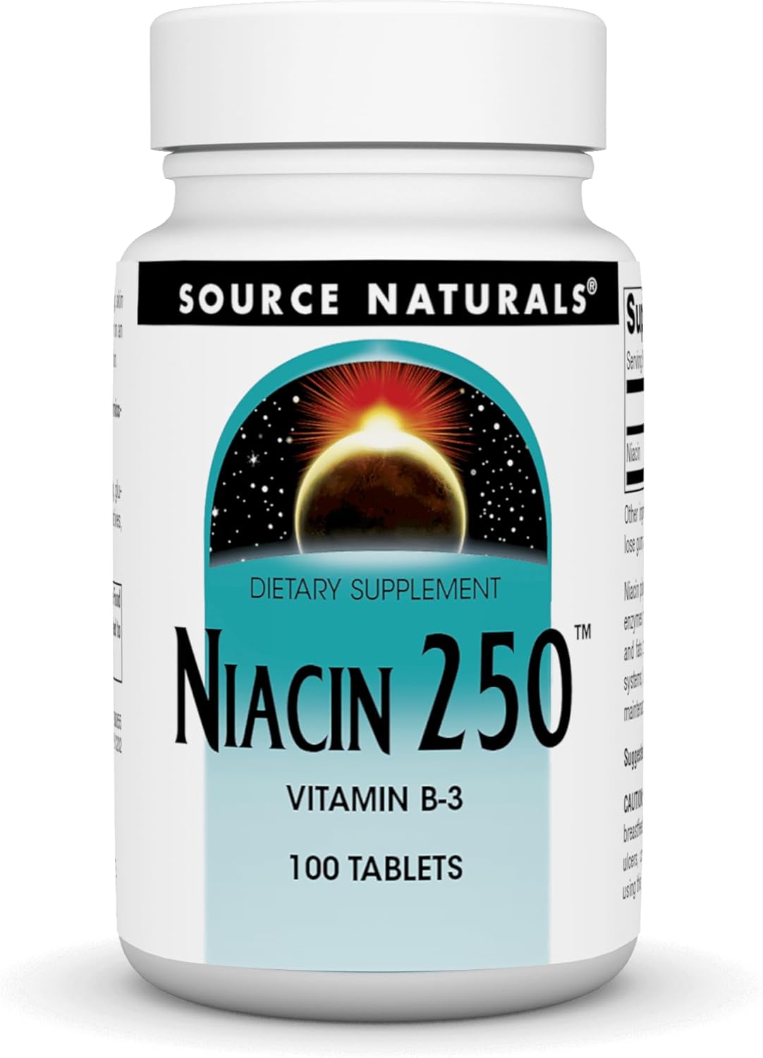 SOURCE NATURALS Niacin 250mg Tablets - 100 Count Bottle