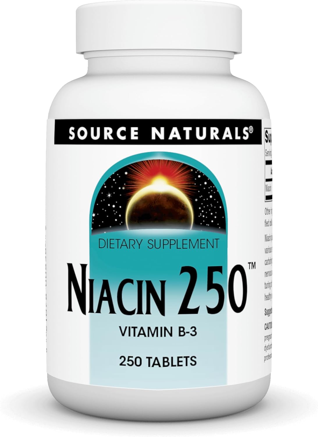 Source Naturals Niacin 250mg Vitamin B-3 Supplement - 250 Tablets for Heart Health and Energy Boost