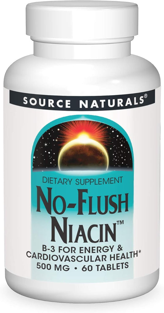 Source Naturals No-Flush Niacin Tablets, B-3 500mg - 60 Count