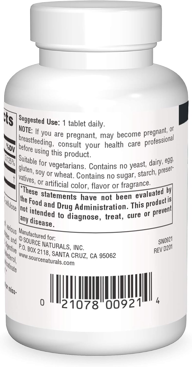 Source Naturals No-Flush Niacin Tablets, B-3 500mg - 60 Count
