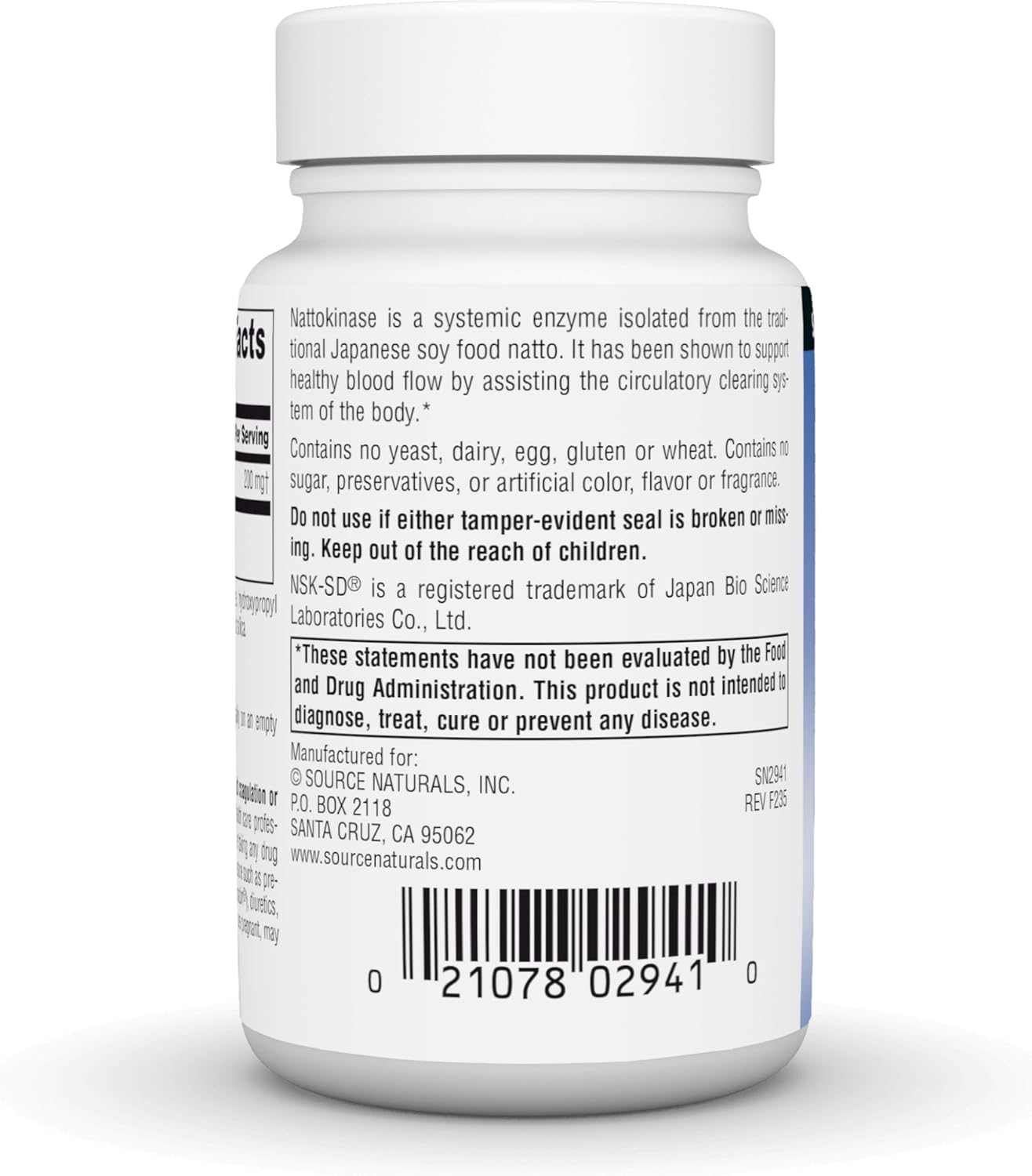Source Naturals NSK-SD Nattokinase Enzyme Capsules for Circulation Support - 200mg, 60 Count