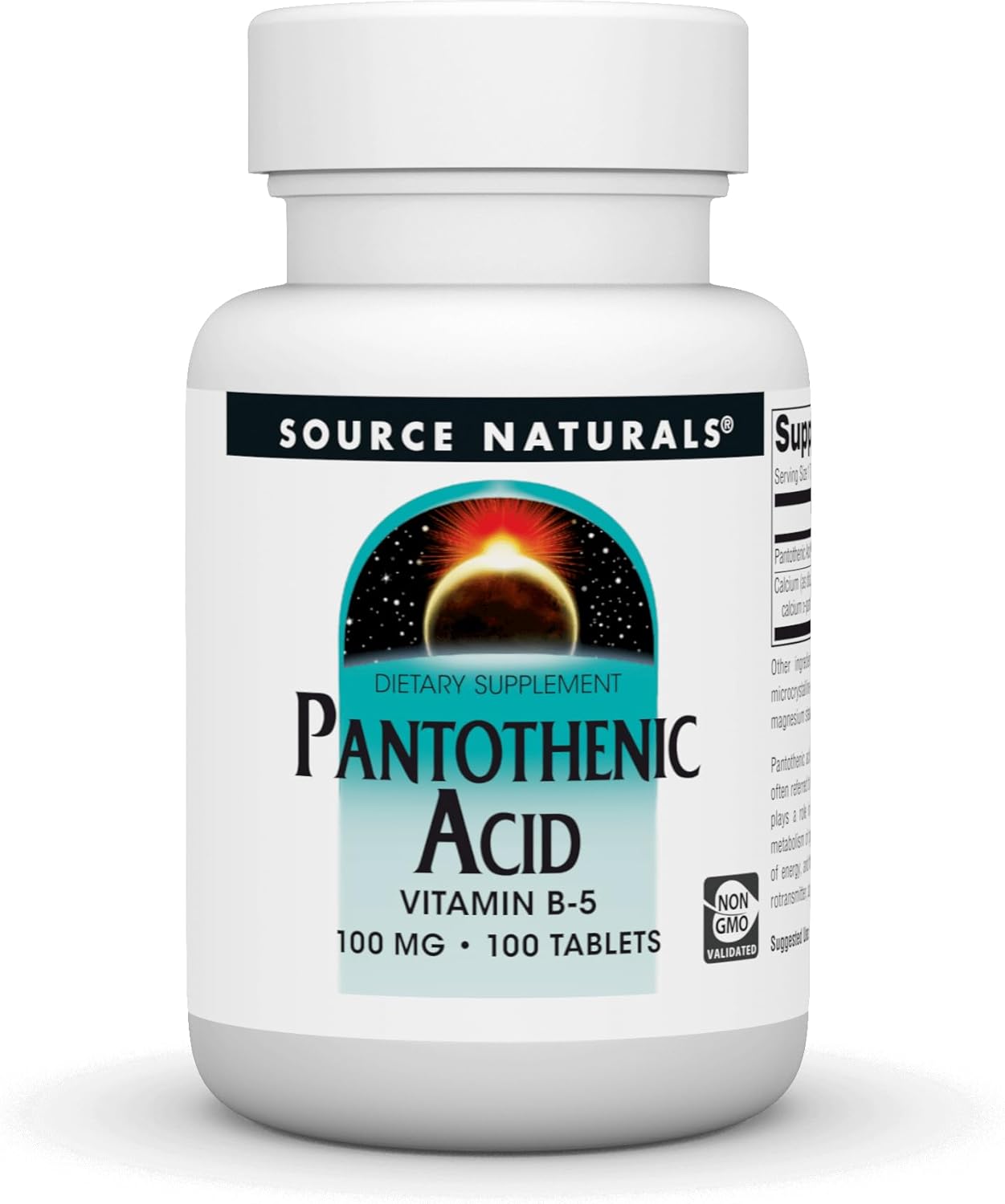 Source Naturals Pantothenic Acid 100 mg Vitamin B-5 Supplement - 100 Tablets for Daily Nutrition