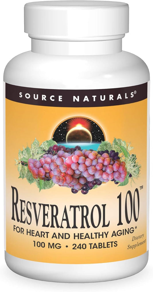 Source Naturals Resveratrol 100 - 100mg 240 Tablets for Heart Health and Anti-Aging Support