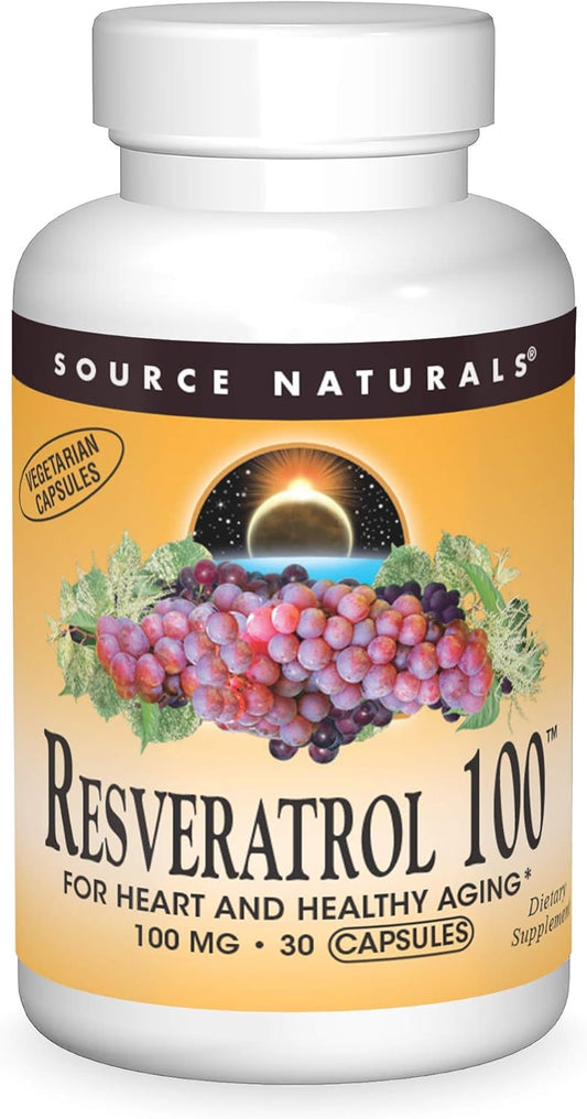 SOURCE NATURALS Resveratrol 100 Mg Capsules - 30 Vegetarian Capsules