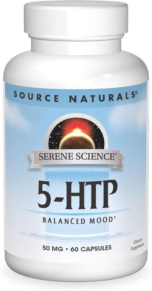 Source Naturals Serene Science 5-HTP Capsules - Natural Mood Support Supplement - 50mg, 60 Count