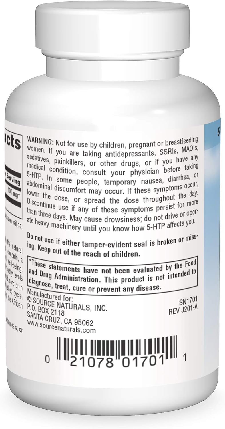 Source Naturals Serene Science 5-HTP Capsules - Natural Mood Support Supplement - 50mg, 60 Count