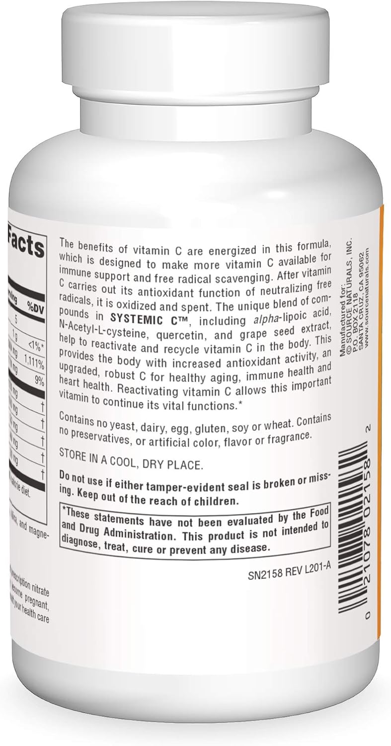 Source Naturals Systemic C 500mg Capsules - 120 Count
