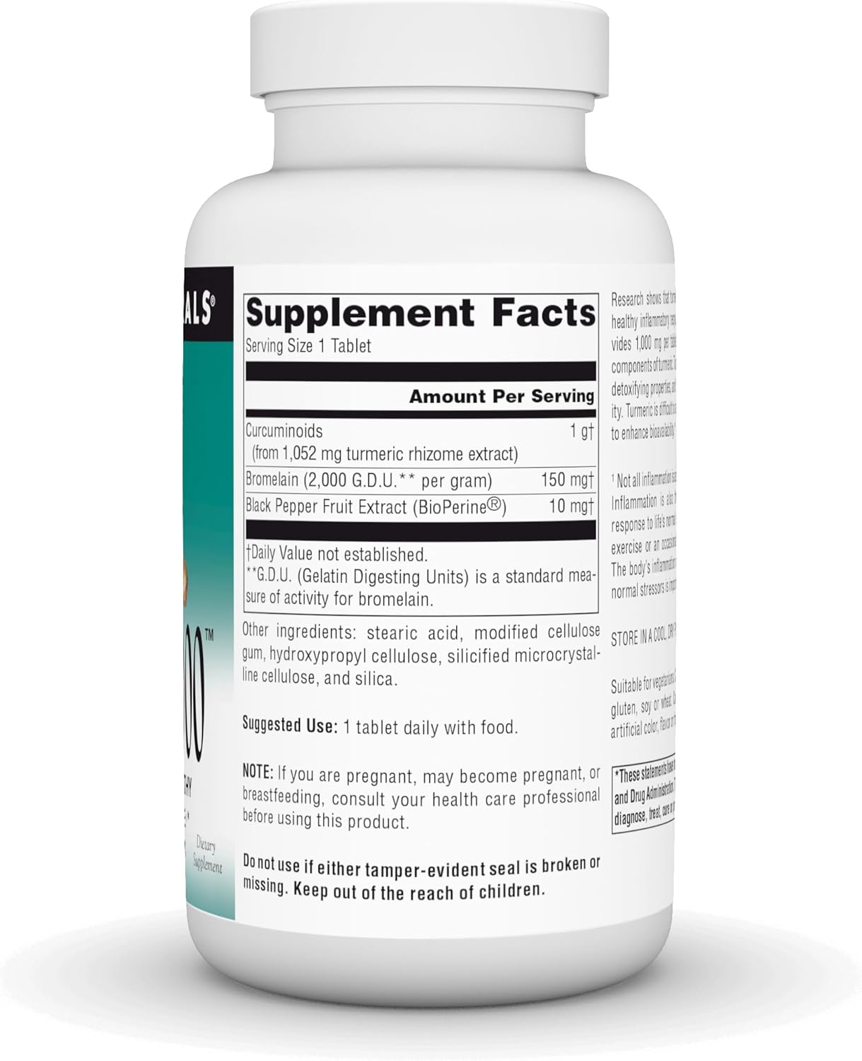 Source Naturals Turmeric 1000mg Tablets for Healthy Inflammatory Response - 120 Count