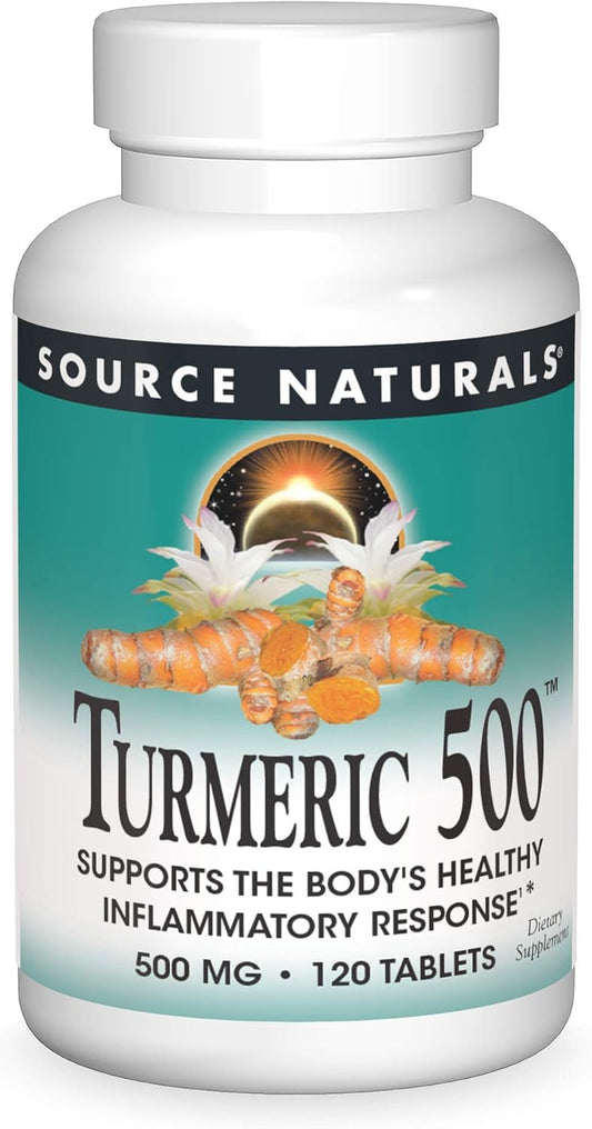 Source Naturals Turmeric 500mg Tablets for Supporting Healthy Inflammation Response in the Body - 120 Tablets