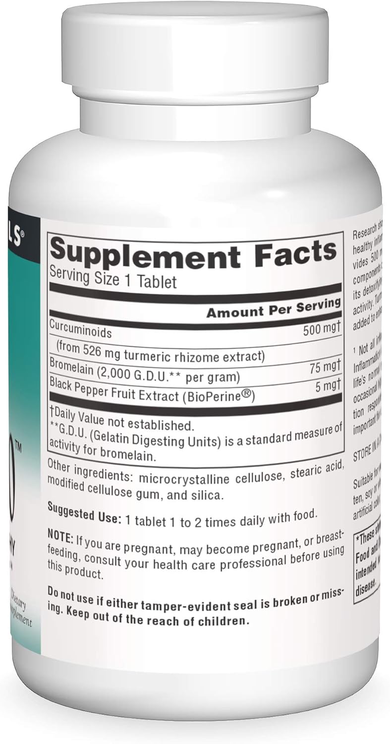 Source Naturals Turmeric 500mg Tablets for Supporting Healthy Inflammation Response in the Body - 120 Tablets