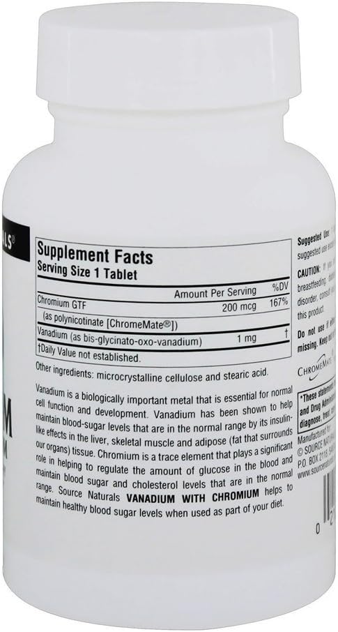 Source Naturals Vanadium with Chromium 200 mcg - 180 Tablet Supplement