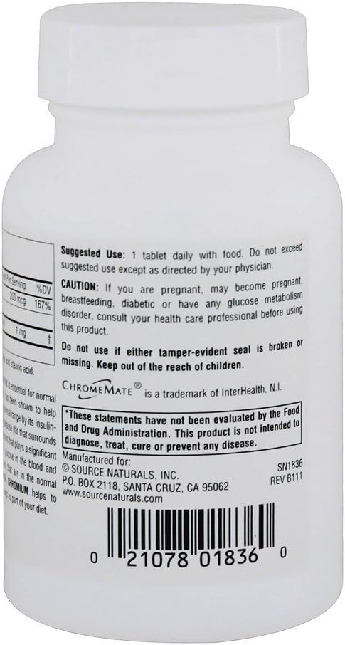 Source Naturals Vanadium with Chromium 200 mcg - 180 Tablet Supplement