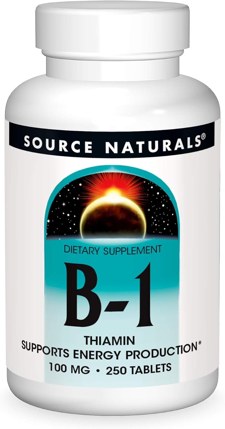 Source Naturals Vitamin B-1 Thiamin 100 mg Tablets for Energy Production - 250 Count