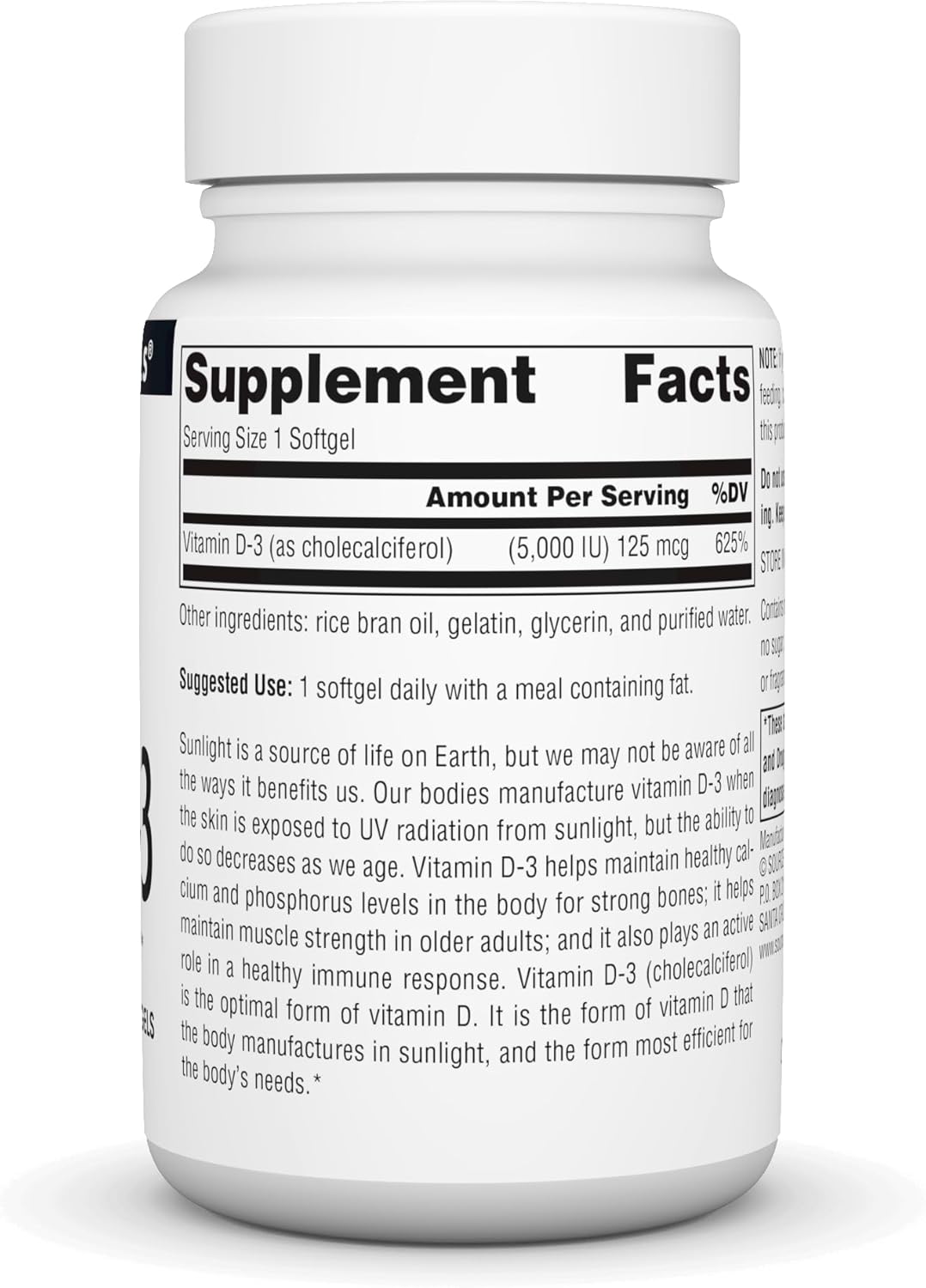 Source Naturals Vitamin D-3 5000 IU Softgels for Bone and Immune Health - 200 Count