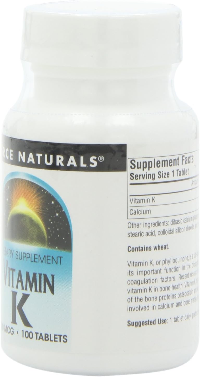 Source Naturals Vitamin K Tablets - Promotes Bone Health - 100 Count