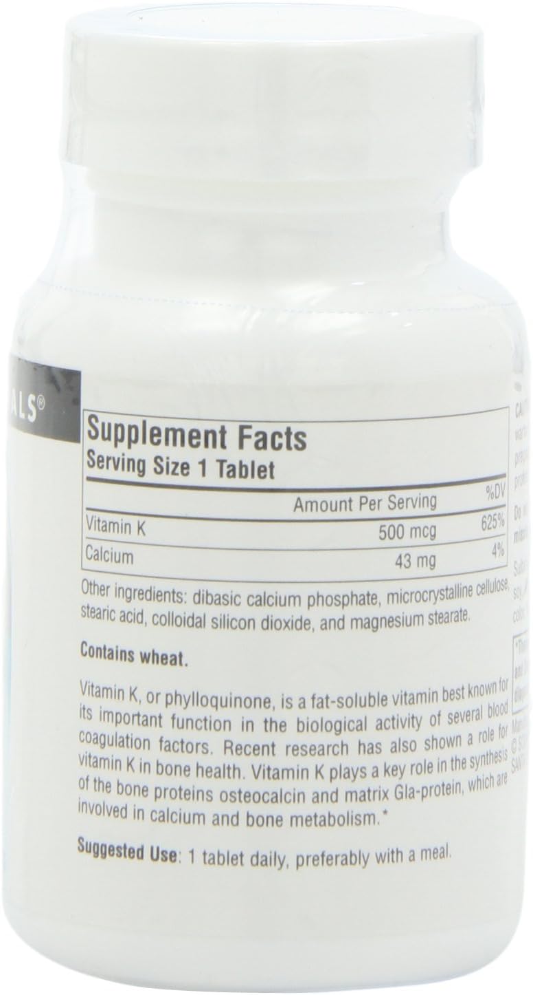 Source Naturals Vitamin K Tablets - Promotes Bone Health - 100 Count