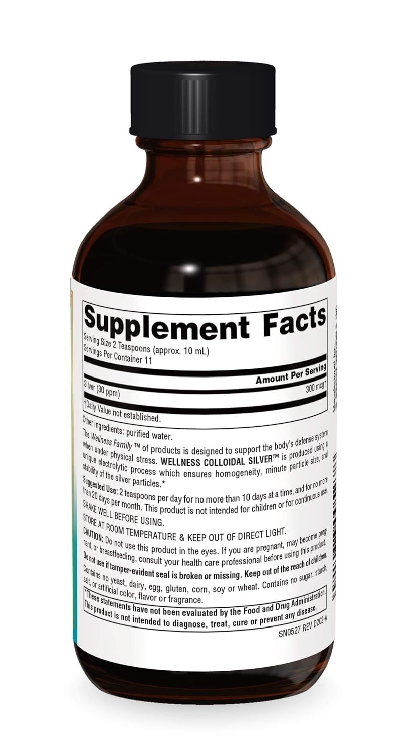 Source Naturals Wellness Colloidal Silver 30 ppm - Supports Physical Well Being - 4 Fluid oz Bottle