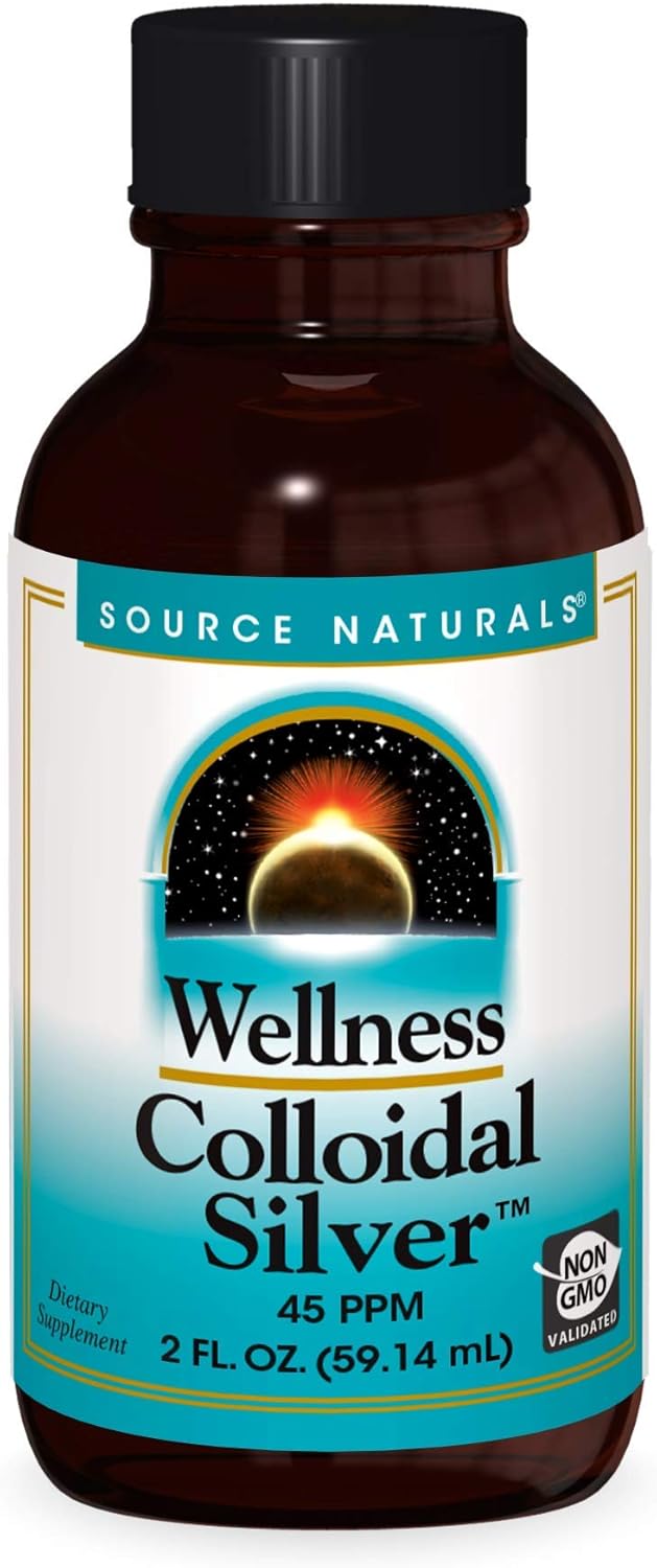 Source Naturals Wellness Colloidal Silver 45 ppm - 2 fl oz for Physical Wellbeing