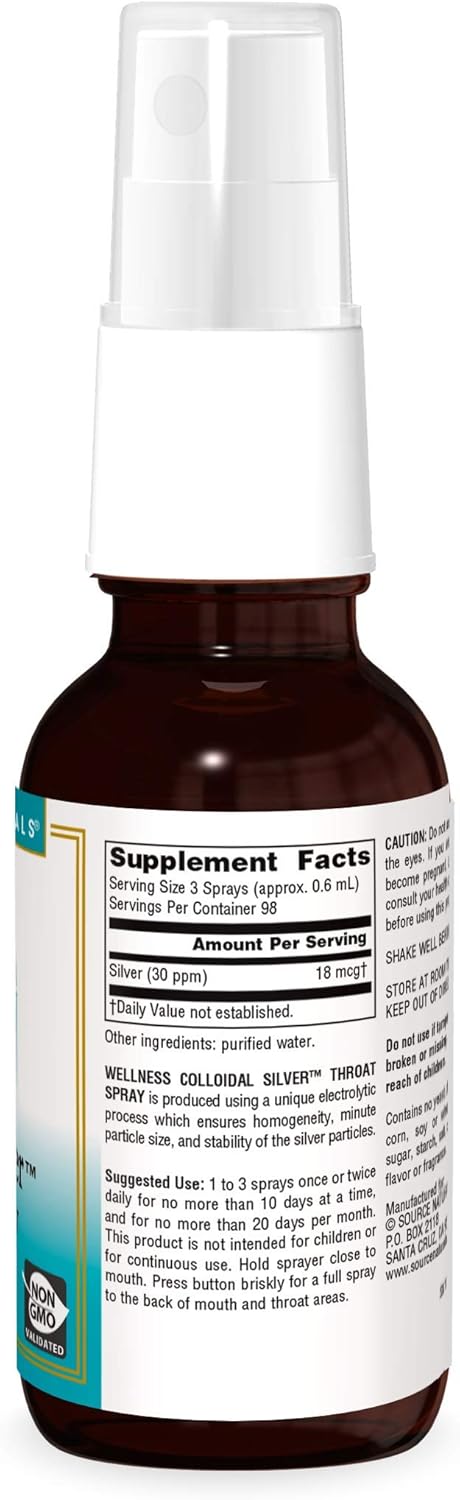 Source Naturals Wellness Colloidal Silver Liquid Spray - 30 PPM, 2 oz Bottle