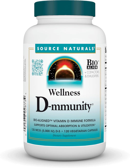 Source Naturals Wellness D-mmunity: Vitamin D Immune Formula - 120 Vegetarian Capsules for Optimal Absorption