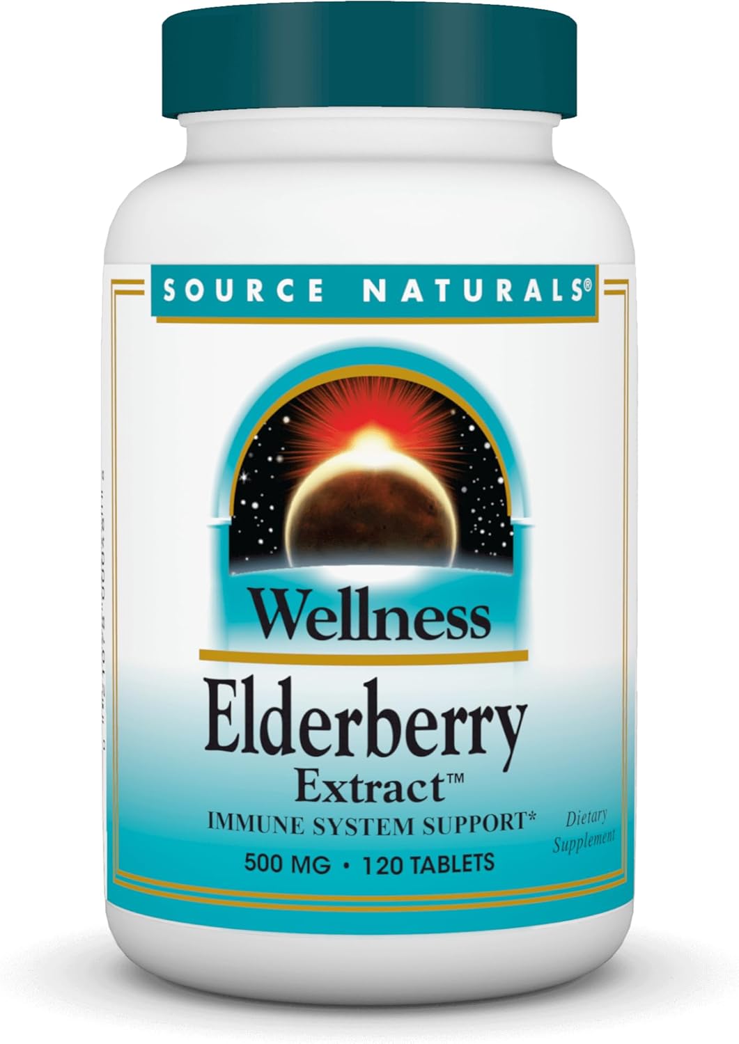 Source Naturals Wellness Elderberry Extract - 500mg, 120 Tablets for Immune System Boost