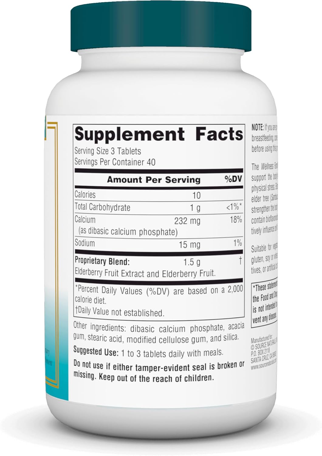 Source Naturals Wellness Elderberry Extract - 500mg, 120 Tablets for Immune System Boost