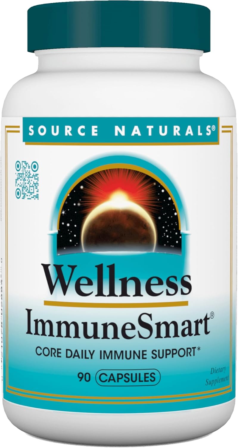 Source Naturals Wellness ImmuneSmart - Daily Immune Support Supplement with Vitamins A, C, D, Zinc, Elderberry, Echinacea - 90 Caps