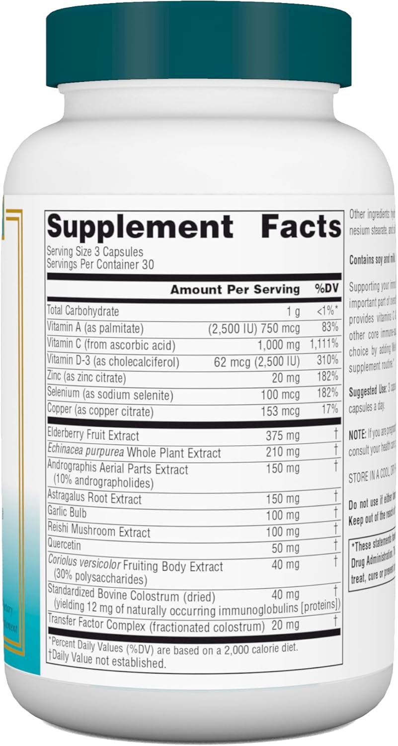 Source Naturals Wellness ImmuneSmart - Daily Immune Support Supplement with Vitamins A, C, D, Zinc, Elderberry, Echinacea - 90 Caps