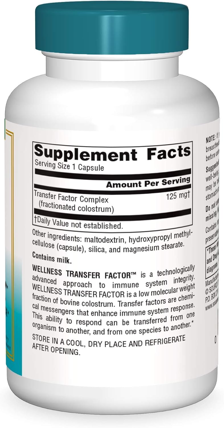 Source Naturals Wellness Transfer Factor 125mg - 30 Vegetarian Capsules to Boost Immune System Response