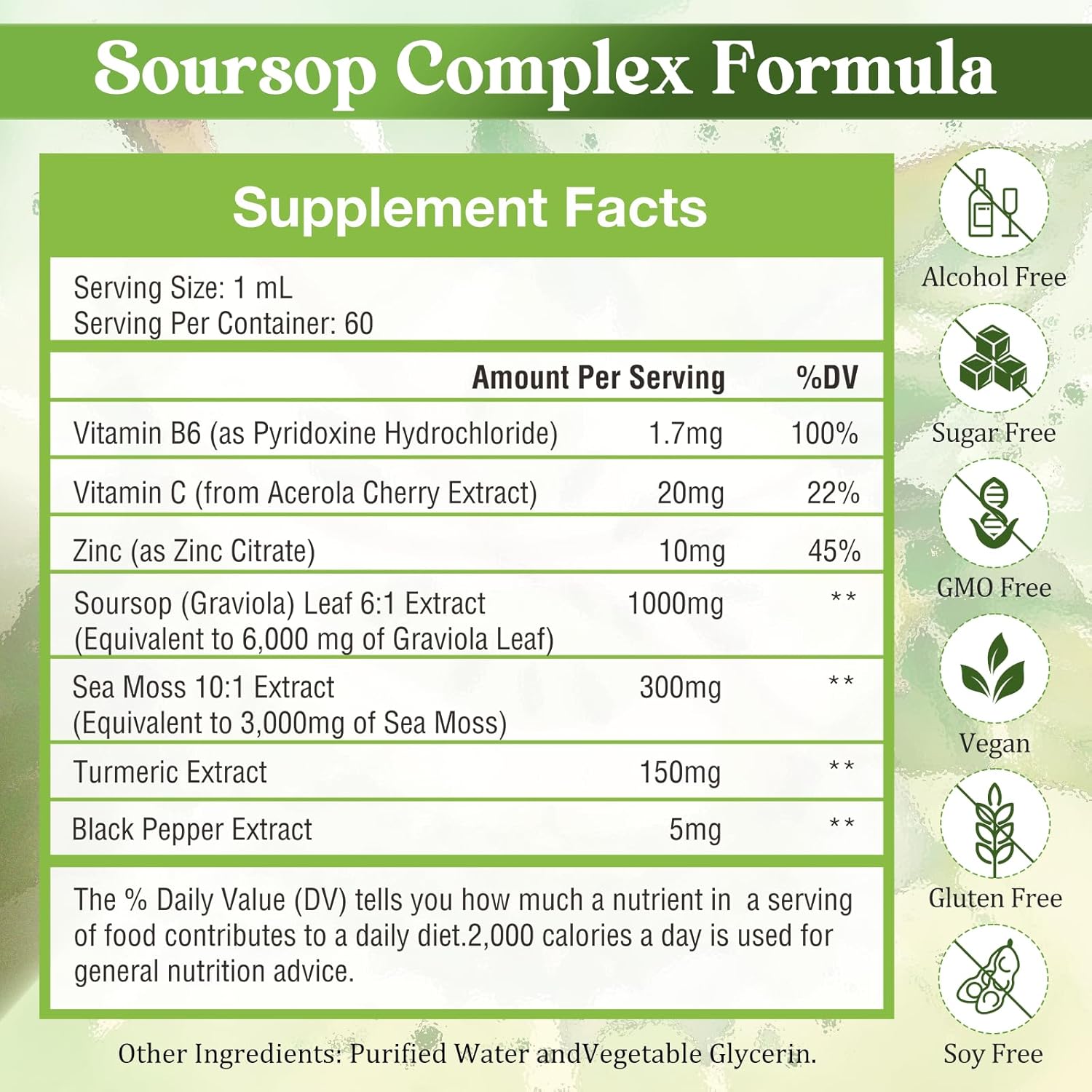 Soursop Bitters Liquid with Sea Moss, Turmeric, Vitamin - Immune & Digestive Support - Vegan, Non-GMO, Sugar-Free (2 Fl oz) - BoostGo Australia