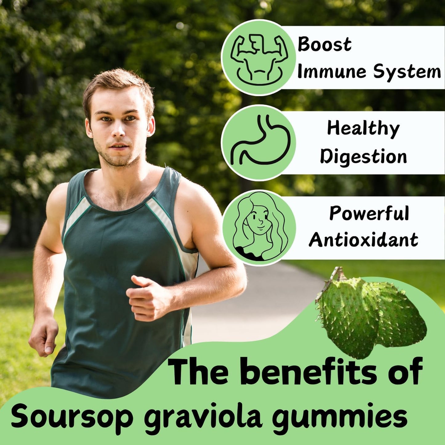 Soursop Graviola Extract 2000 MG | Soursop Leaves & Fruit Gummies for Adults | Non-GMO Vegan Supplement Pack of 2