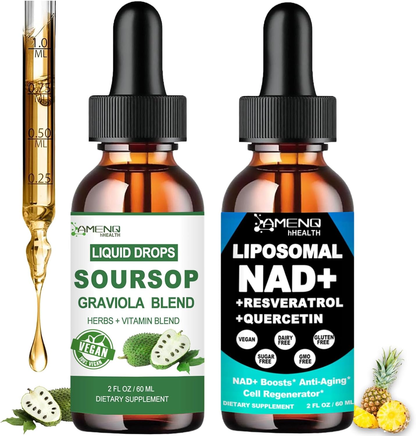 Soursop Graviola Liquid Drops with Added NAD Supplement for Boosted Health
