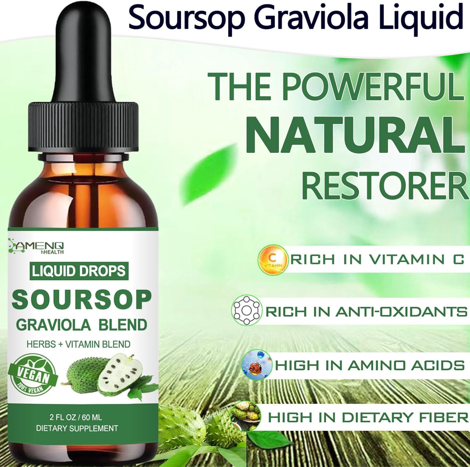 Soursop Graviola Liquid Drops with Added NAD Supplement for Boosted Health